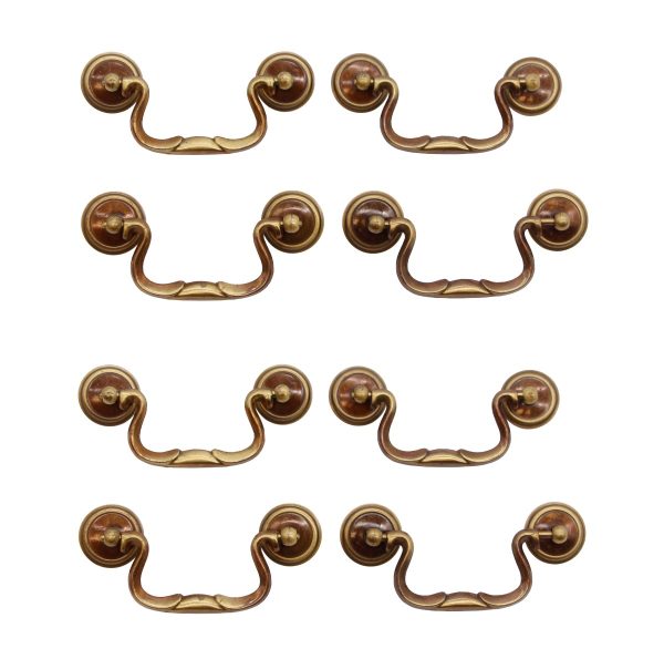 Cabinet & Furniture Pulls - Set of 8 Vintage Traditional Brass Bail Drawer Pulls