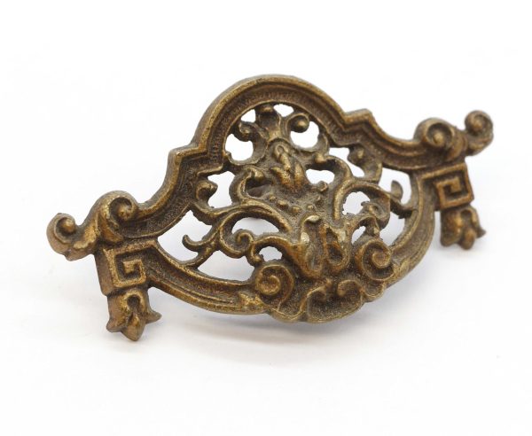 Cabinet & Furniture Pulls - Vintage Ornate Greek Key Brass Drawer Bin Pull