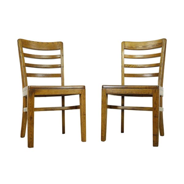 Seating - Pair of Vintage Ladderback Oak Wood Chairs