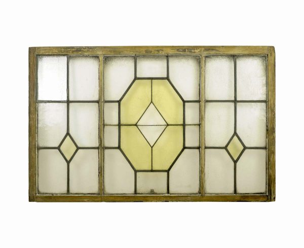 Stained Glass - Arts & Crafts Pine Frame Leaded Stained Glass Window