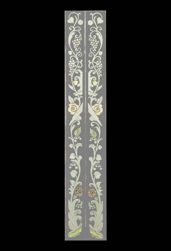 Waldorf Astoria - Pair of Waldorf Astoria Etched Glass Hand Painted Mirror Frame Moldings WAN284133