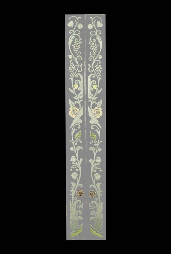 Waldorf Astoria - Pair of Waldorf Astoria Etched Glass Hand Painted Mirror Frame Moldings WAN284134