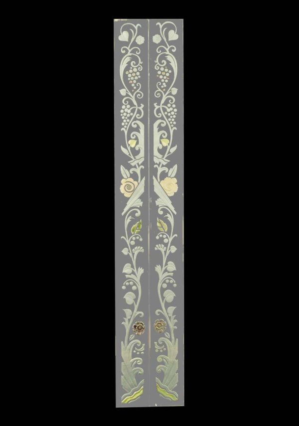 Waldorf Astoria - Pair of Waldorf Astoria Etched Glass Hand Painted Mirror Frame Moldings WAN284136