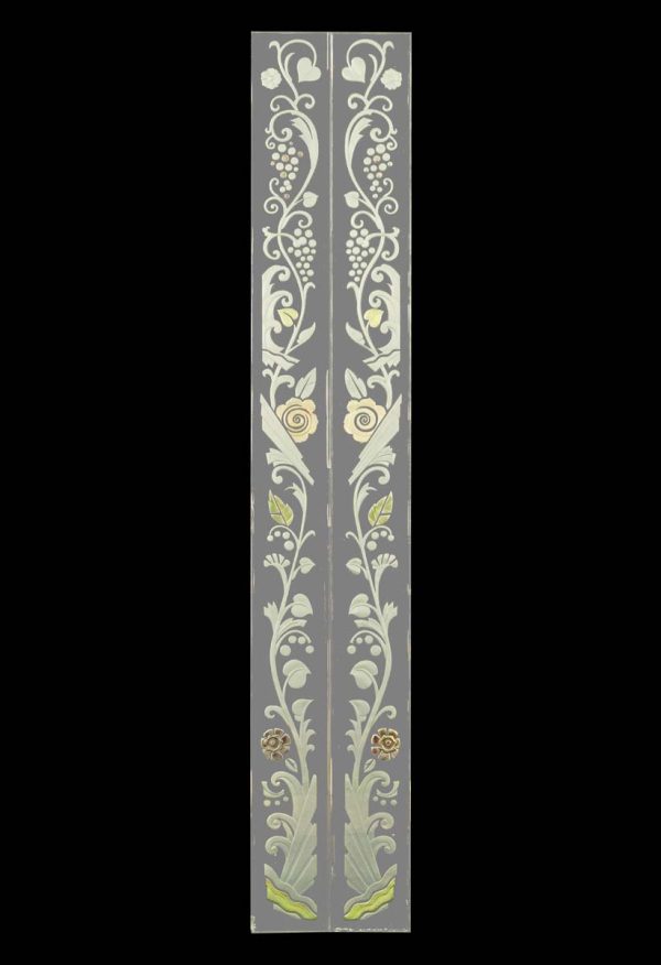 Waldorf Astoria - Pair of Waldorf Astoria Etched Glass Hand Painted Mirror Frame Moldings WAN284137