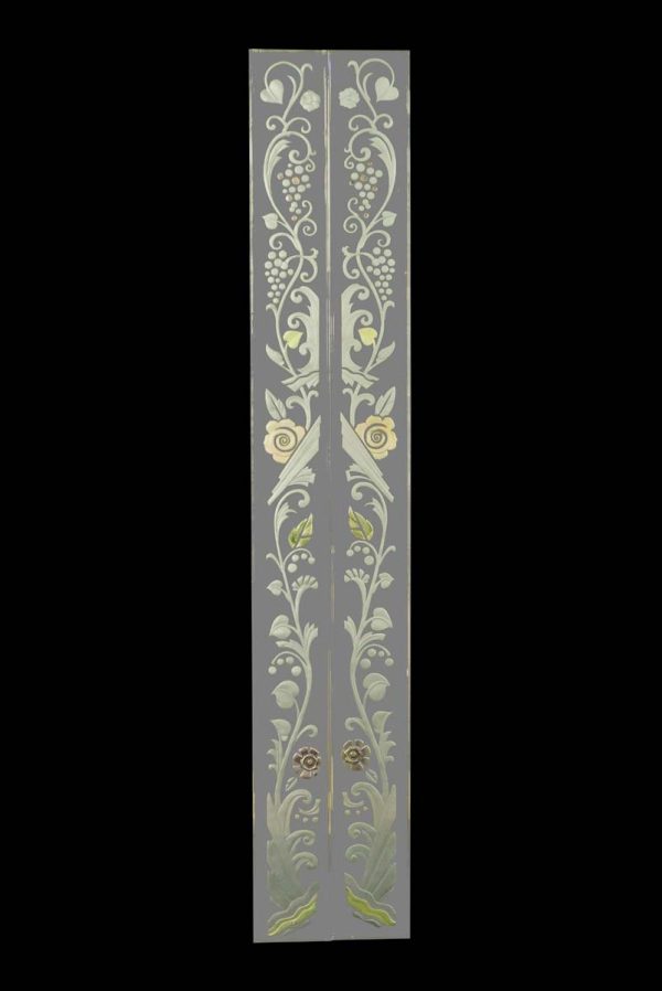 Waldorf Astoria - Pair of Waldorf Astoria Etched Glass Hand Painted Mirror Frame Moldings WAN284138