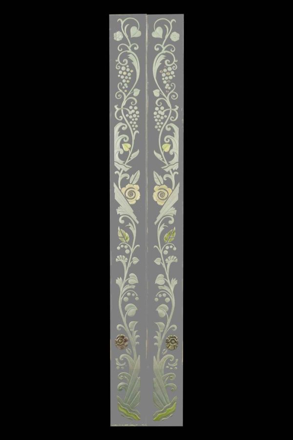 Waldorf Astoria - Pair of Waldorf Astoria Etched Glass Hand Painted Mirror Frame Moldings WAN284139