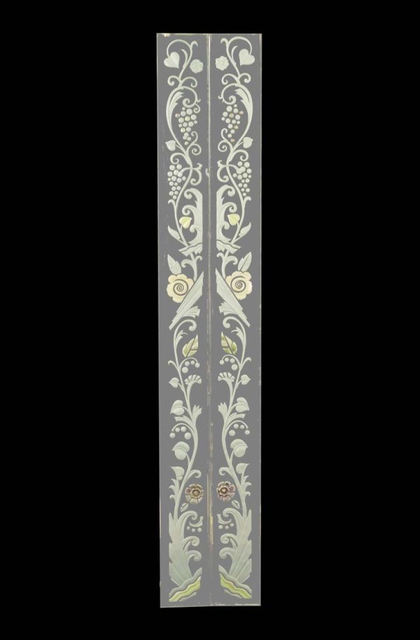 Waldorf Astoria - Pair of Waldorf Astoria Etched Glass Hand Painted Mirror Frame Moldings WAN284140