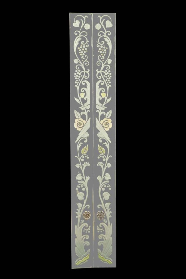 Waldorf Astoria - Pair of Waldorf Astoria Etched Glass Hand Painted Mirror Frame Moldings WAN284141