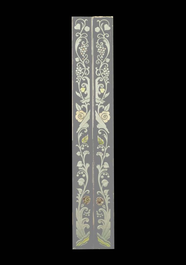 Waldorf Astoria - Pair of Waldorf Astoria Etched Glass Hand Painted Mirror Frame Moldings WAN284143