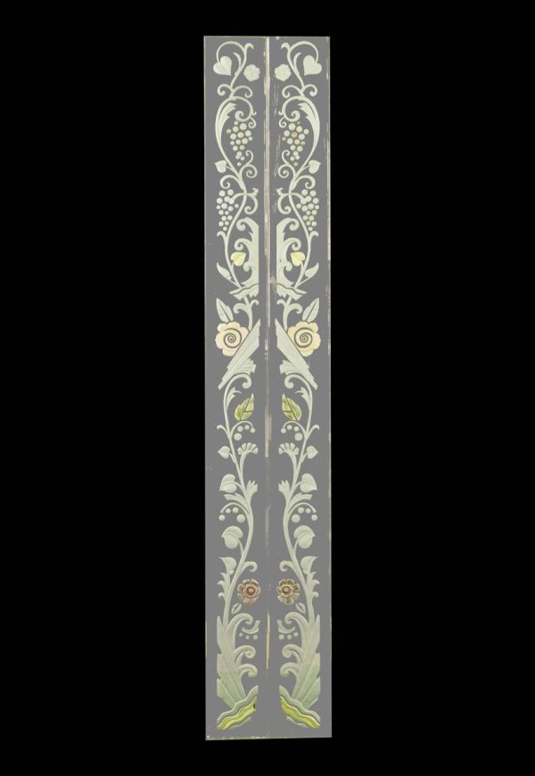 Waldorf Astoria - Pair of Waldorf Astoria Etched Glass Hand Painted Mirror Frame Moldings WAN284145