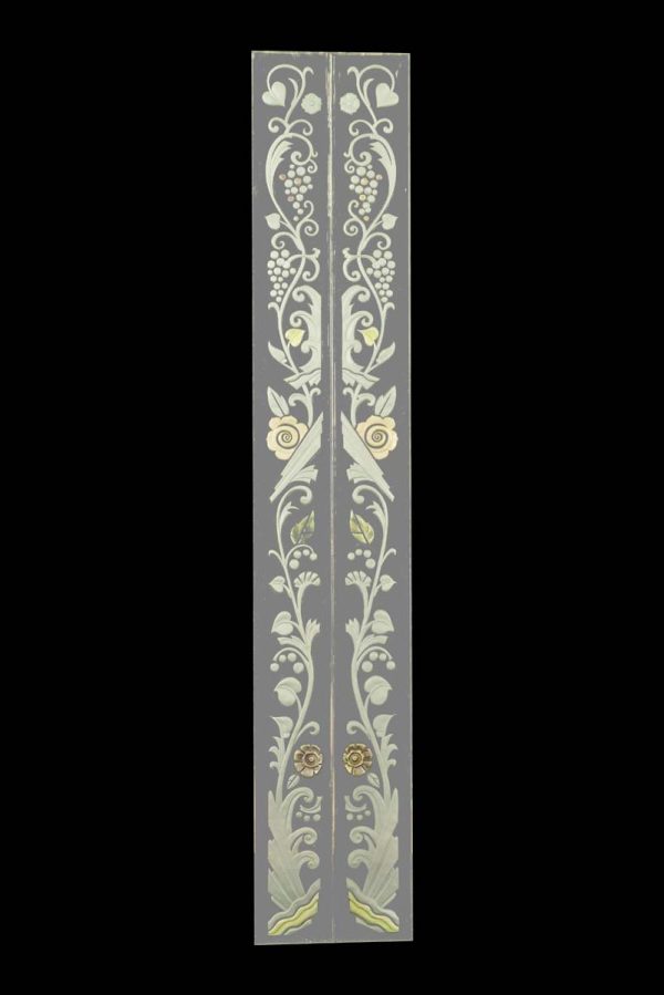 Waldorf Astoria - Pair of Waldorf Astoria Etched Glass Hand Painted Mirror Frame Moldings WAN284147