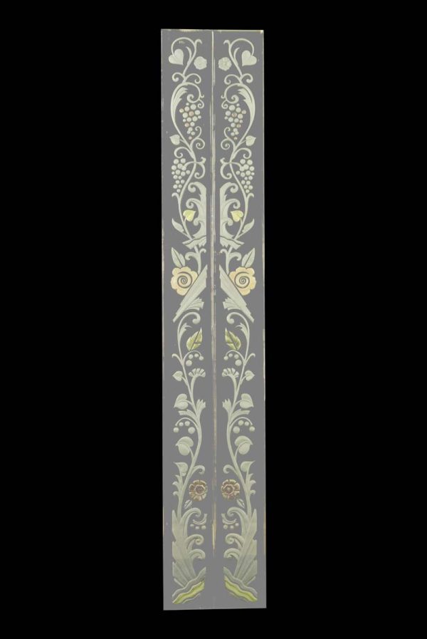 Waldorf Astoria - Pair of Waldorf Astoria Etched Glass Hand Painted Mirror Frame Moldings WAN284148