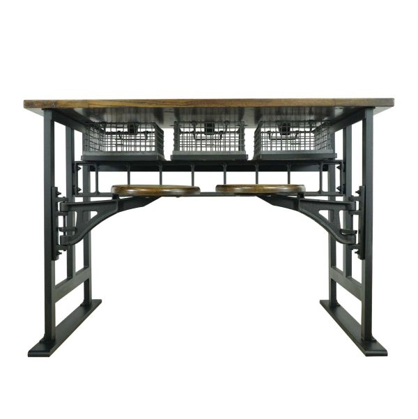 Altered Antiques - Industrial Flooring Oak 2 Swing Seat Storage Kitchen Island Table