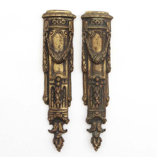 Applique - Pair of European 7.75 in. Ornate Bronze Furniture Leg Appliques