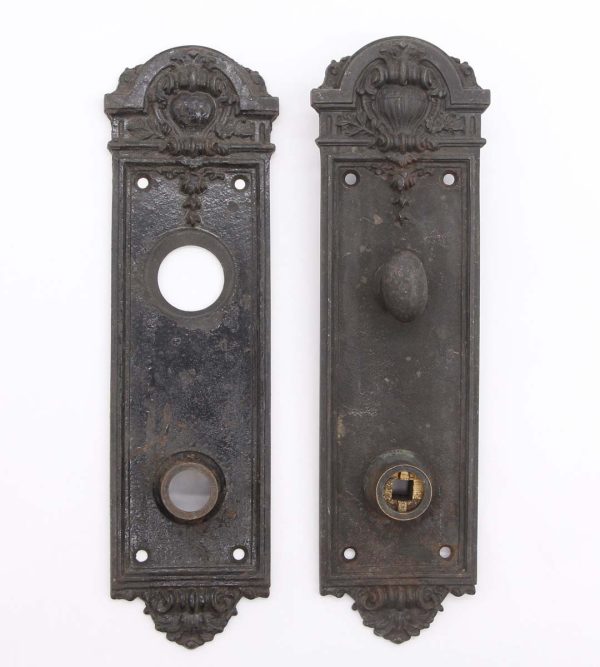 Back Plates - Pair of Victorian 11.25 in. Cast Iron Entry Door Back Plates