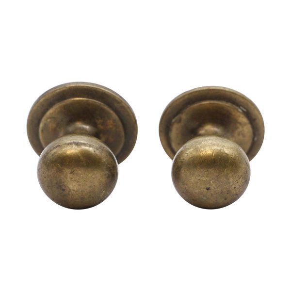 Cabinet & Furniture Knobs - Pair of Vintage 1.25 in. Cast Brass Cabinet Drawer Knobs with Rosettes