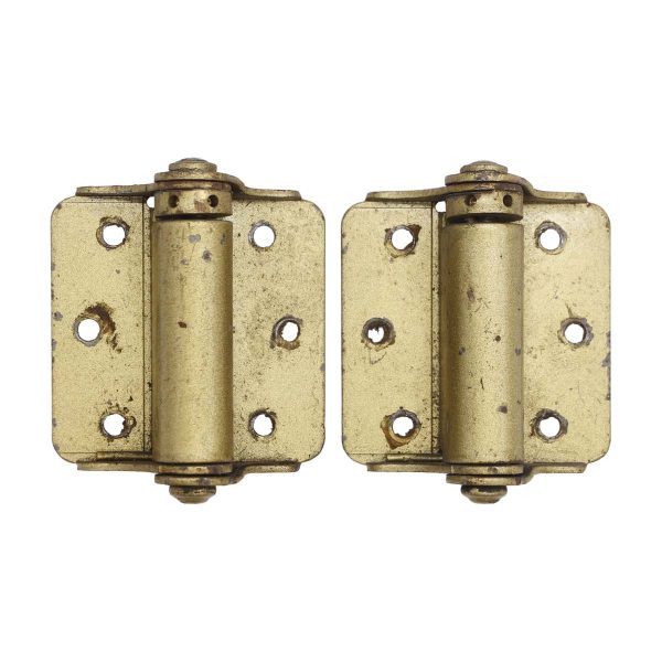 Door Hinges - Pair of Classic Brass Plated Steel Screen Door Spring Hinges