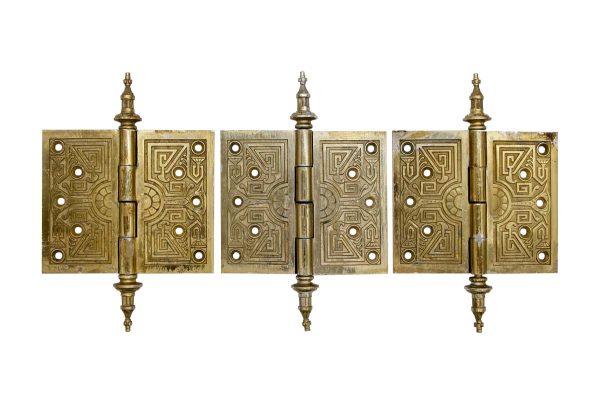 Door Hinges - Set of 3 Antique 6 x 5 Cast Brass Aesthetic Brass Butt Door Hinges