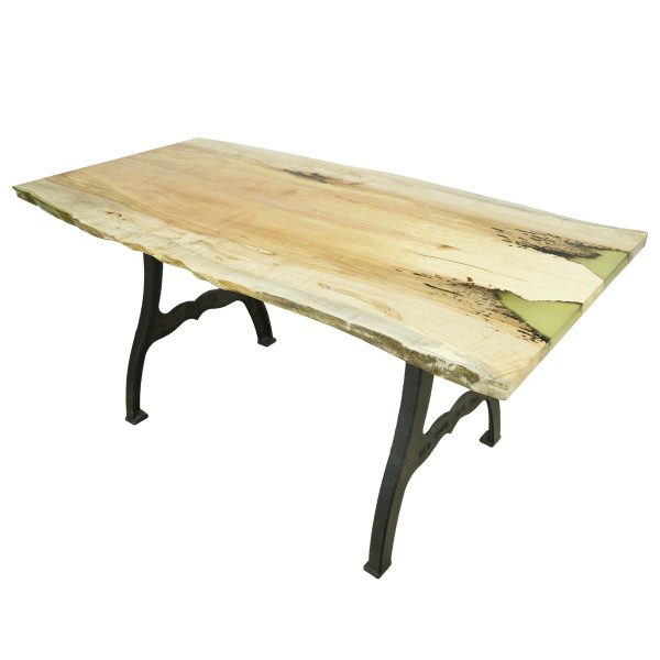 Farm Tables - Handcrafted 64 in. Live Edge Maple NY Iron Legs Dining Table