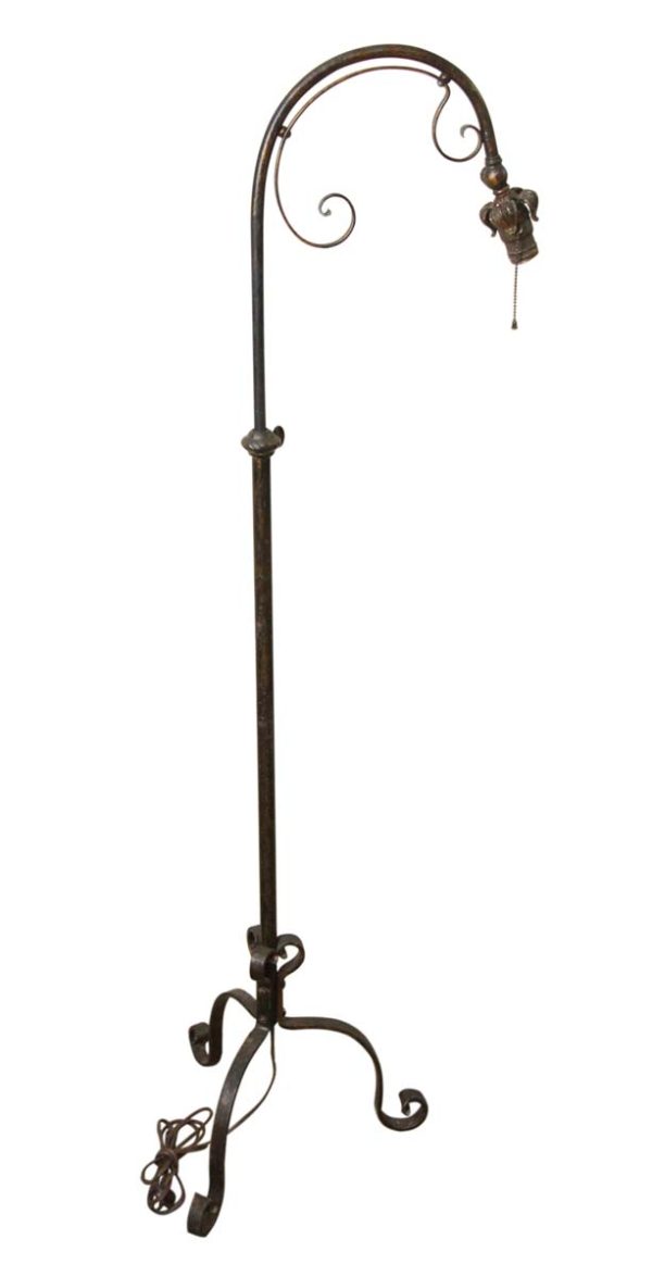 Floor Lamps - Early 20th Century Black Wrought Iron Lamp