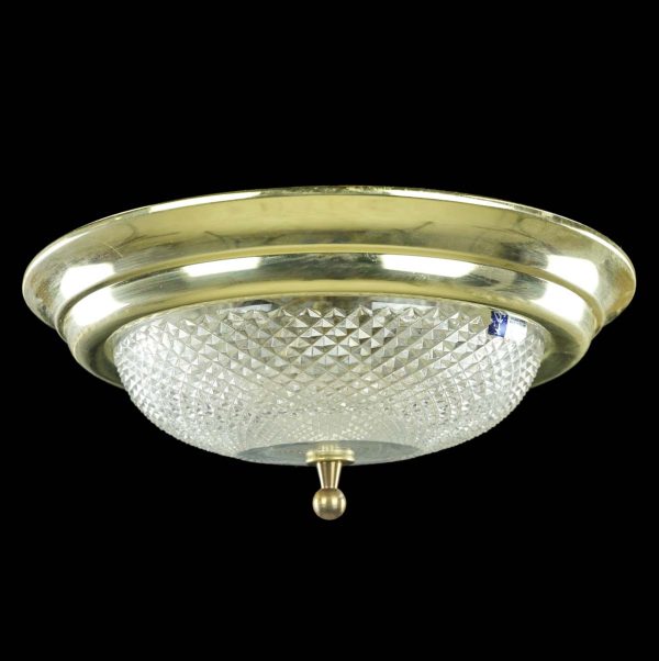 Flush & Semi Flush Mounts - The Plaza Hotel Clear Glass Brass Rim Flush Mount Ceiling Light