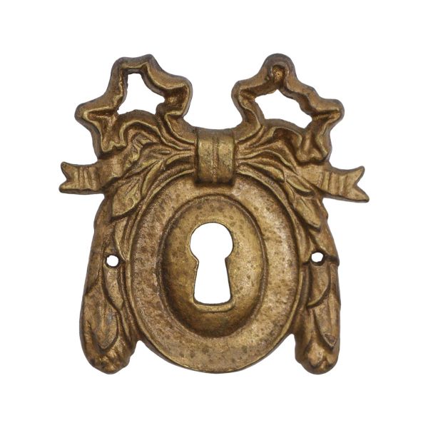 Keyhole Covers - Antique Brass Ribbon Ornate Door Keyhole Cover