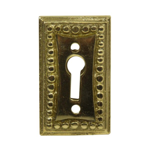 Keyhole Covers - Old New Solid Brass Bubbled Edge Rectangle Door Keyhole Cover
