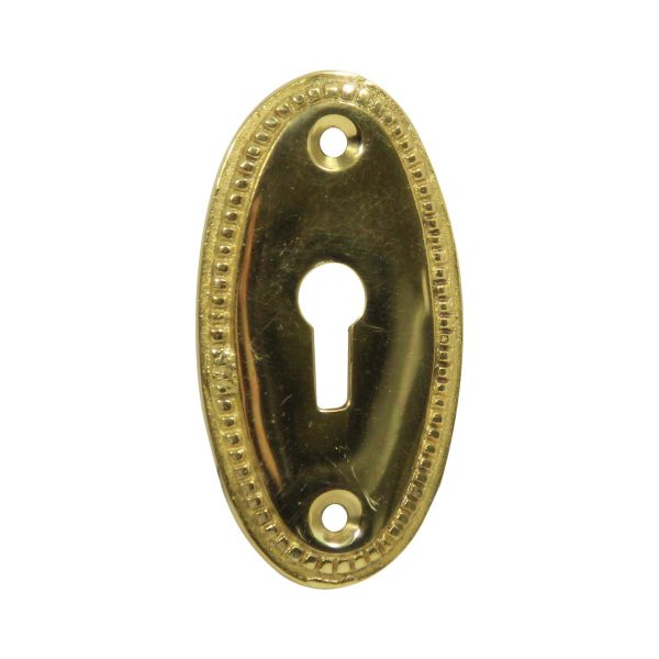 Keyhole Covers - Olde New Solid Brass Oval Beaded Door Keyhole Cover