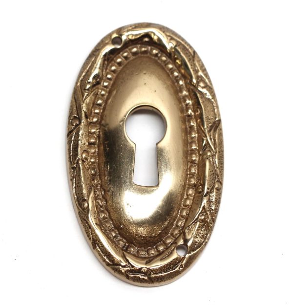 Keyhole Covers - Oval Braided Beaded Polished Solid Brass Door Keyhole Cover