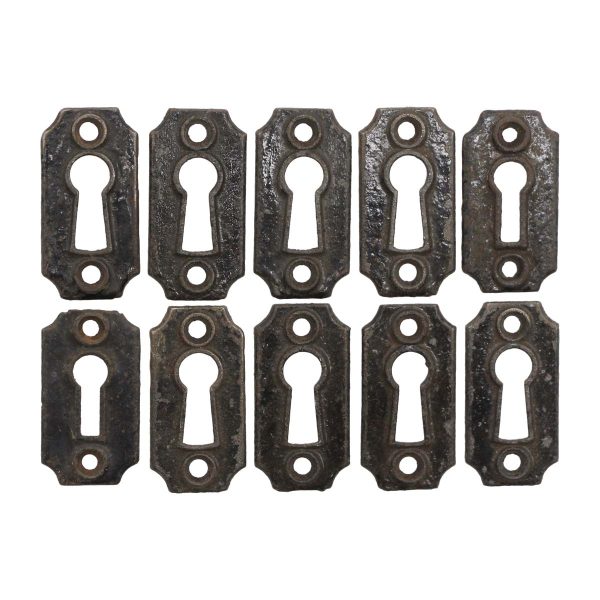 Keyhole Covers - Set of 10 Antique Arched Corner Black Cast Iron Door Keyhole Covers