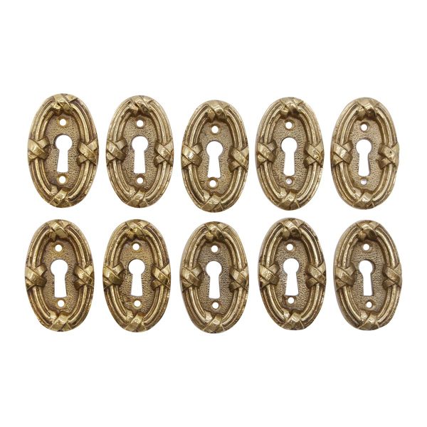 Keyhole Covers - Set of 10 Olde New Solid Brass Braided Oval Door Keyhole Covers