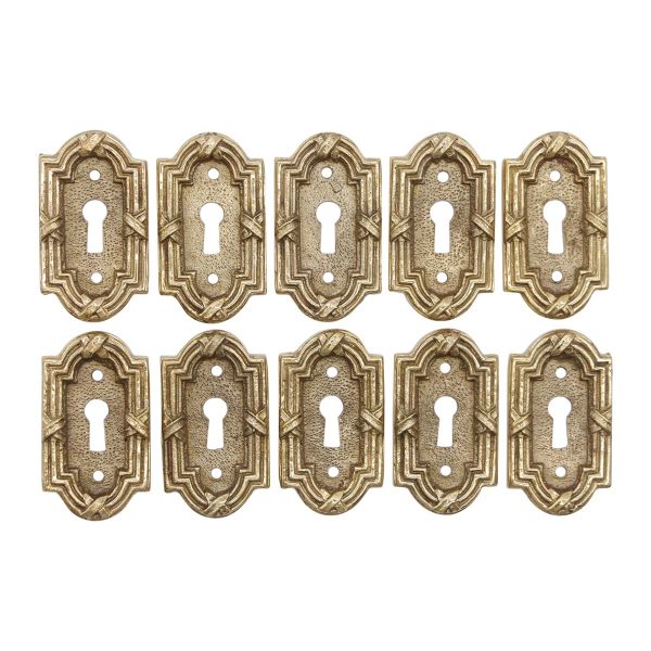 Keyhole Covers - Set of 10 Olde New Yale & Towne Brass Arched Rectangle Door Keyhole Covers