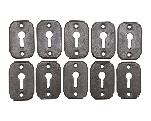 Keyhole Covers - Set of 10 Repro Black Cast Iron Rounded Corner Door Keyhole Covers