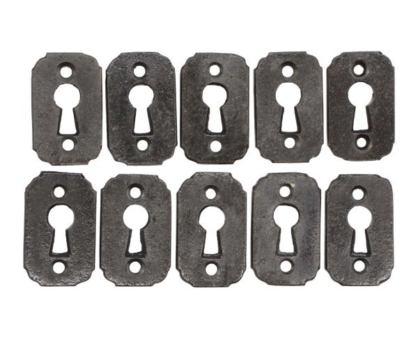 Keyhole Covers - Set of 10 Repro Black Cast Iron Rounded Door Keyhole Covers