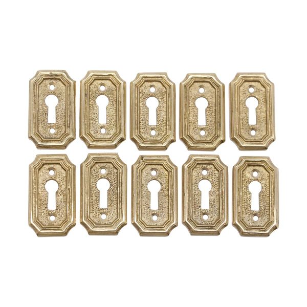 Keyhole Covers - Set of 10 Solid Brass Textured Arched Edged Door Key Hole Covers