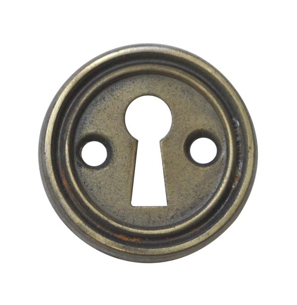 Keyhole Covers - Vintage Circular 1.5 in. Brass Plated Steel Door Keyhole Cover