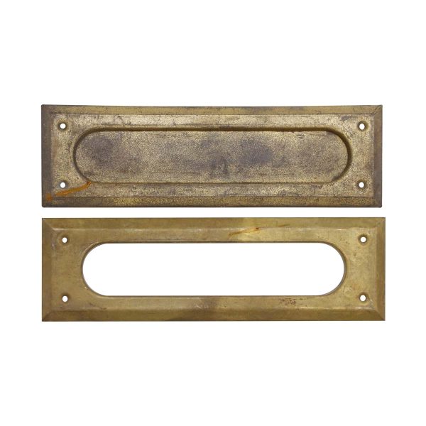 Mail Hardware - Vintage 10 in. Brass Spring Open Door Mail Slot Cover