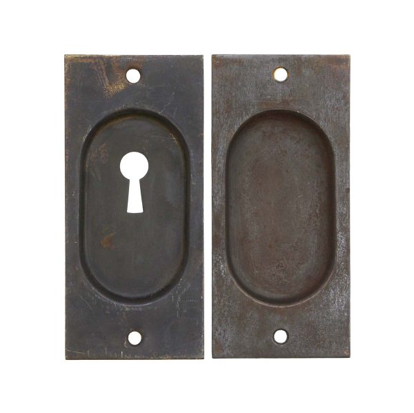 Pocket Door Hardware - Pair of Vintage Classic 4.625 in. Recessed Pocket Door Plates