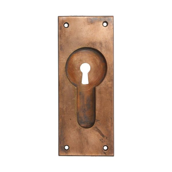 Pocket Door Hardware - Vintage 5.75 in. Copper Over Brass Recessed Pocket Door Plate