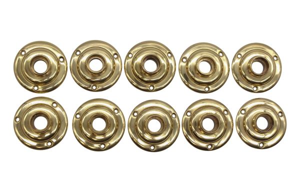 Rosettes - Set of 10 Solid 2.25 in. Polished Brass Concentric Door Rosettes