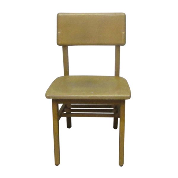 Seating - Vintage Light Wood Tone School Chair with Shelf