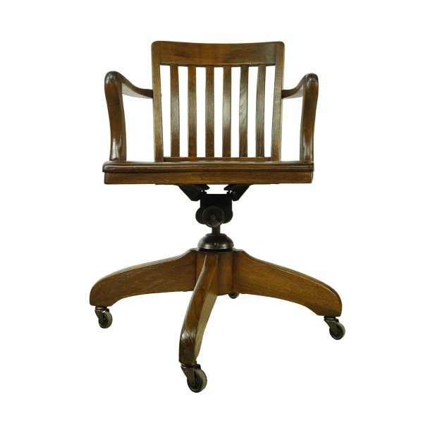 Seating - Vintage Wood Oak Rotary Arm Office Chair