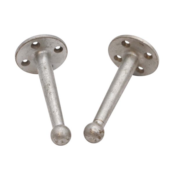 Single Hooks - Pair of Modern Nickel Plated Brass Straight Arm Ball Tip Wall Hooks