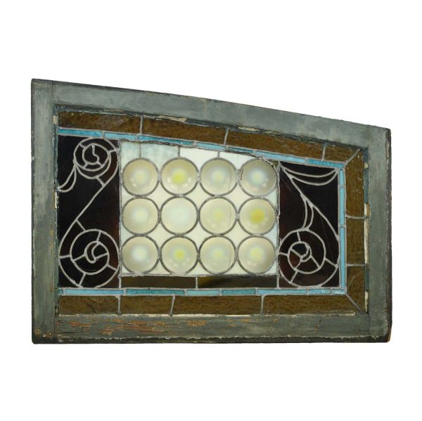 Stained Glass - Antique Leaded Stained Glass Transom Left Slanted Window