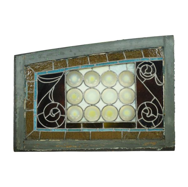 Stained Glass - Antique Leaded Stained Glass Transom Right Slanted Window