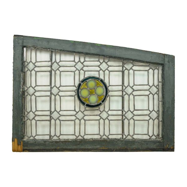 Stained Glass - Antique Medallion Leaded Slanted Stained Glass Window