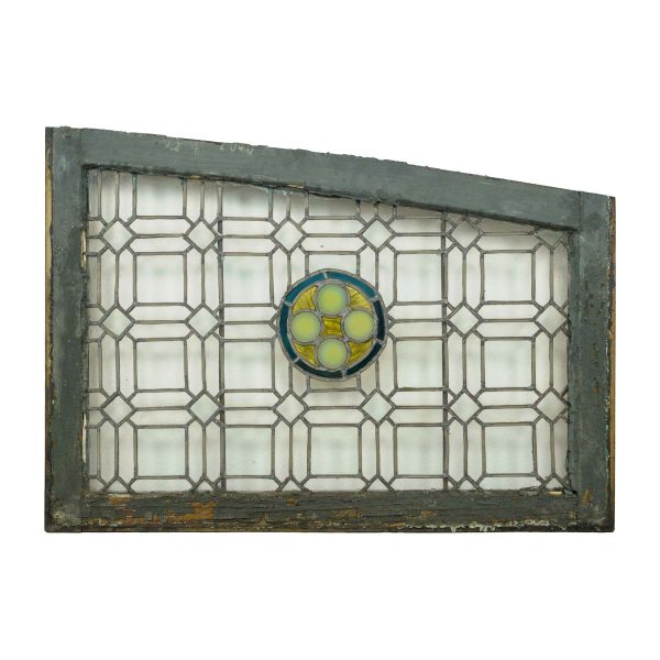 Stained Glass - Antique Medallion Slanted Leaded Stained Glass Window