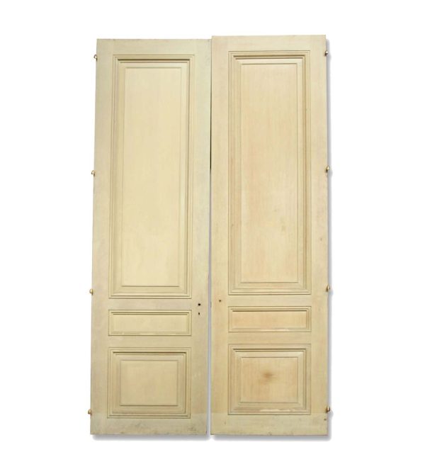 Standard Doors - Vintage 3 Pane Light Wood Double Doors 106.75 x 62