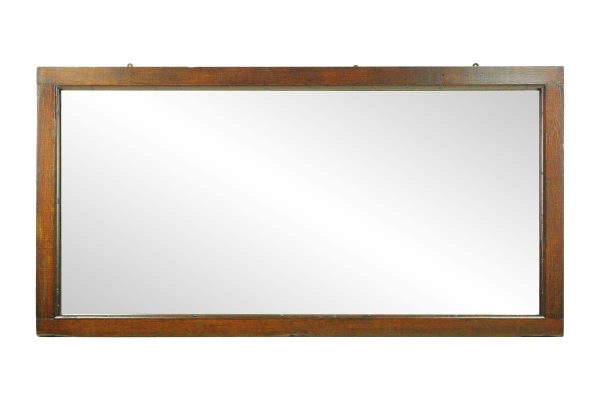 Antique Mirrors - Vintage Medium Tone Wood Rectangular Wall Mirror 72 x 38