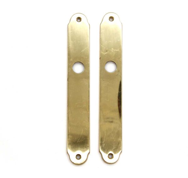 Back Plates - Pair of Vintage 9.375 Polished Brass Narrow French Door Back Plates